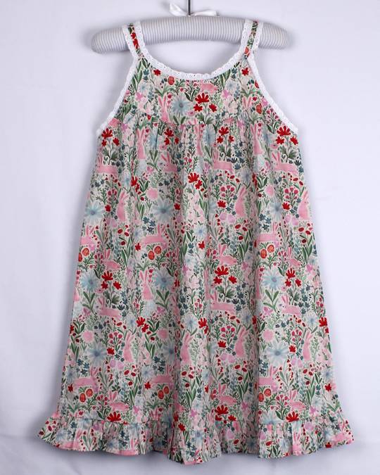 Alice & Lily girls printed cotton nightie w rabbits   STYLE: AL/ND-388RAB very low stock